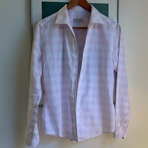 Elegant Light Pink Checkered Button-Down Shirt